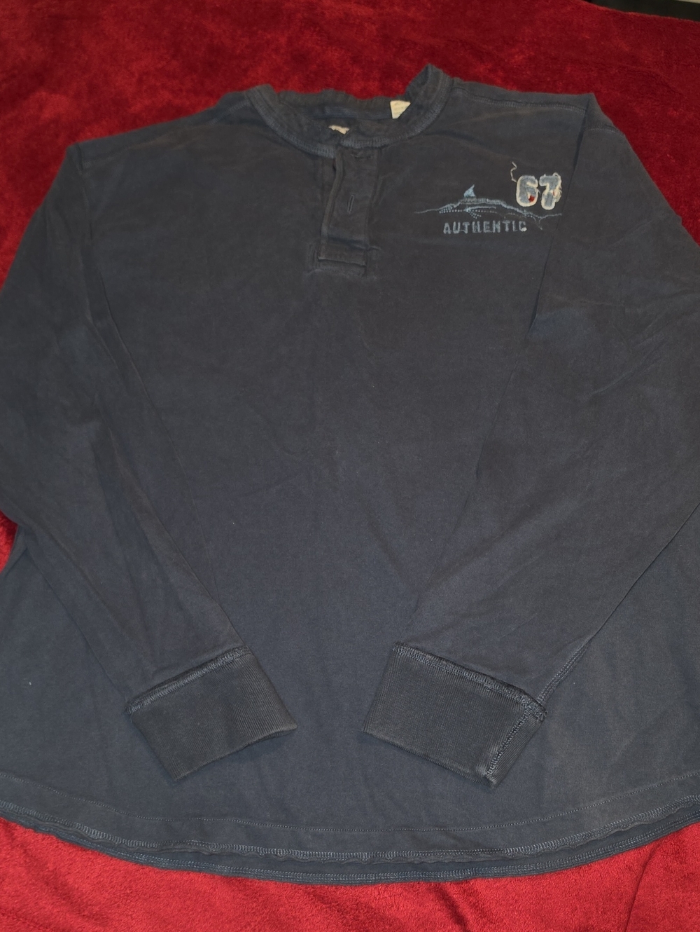 Authentinlc World Wide Sportsman '67 Navy Long-Sleeve Henley Shirt Size XL